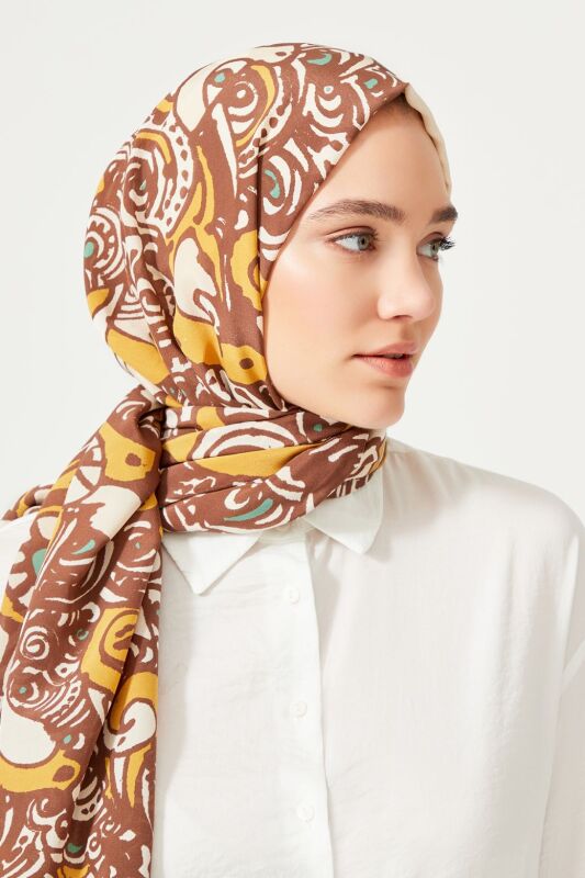 Birds Silk Shawl Mink - 6