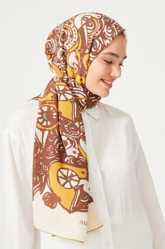 Birds Silk Shawl Mink - 7