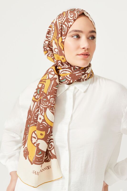 Birds Silk Shawl Mink - 2