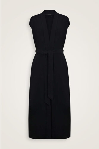 Black Three Thread Long Vest - Imannoor