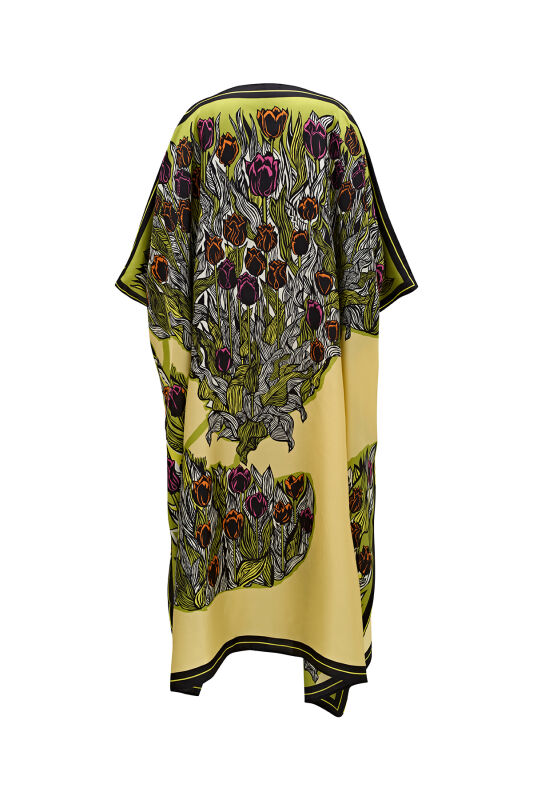 Boğazın Laleleri Sarı Uzun İpek Kaftan - 4