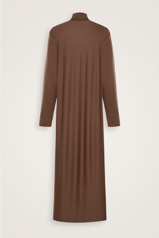 Boğazlı Cappucino Penye Elbise - 2