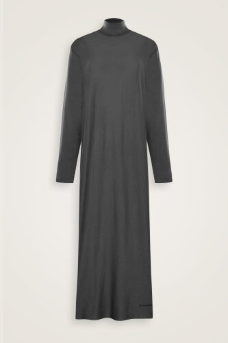 Boğazlı Siyah Penye Elbise - Imannoor (1)