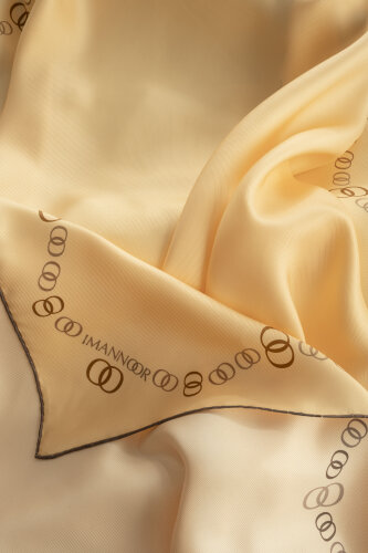 Bordür Noor Beyaz-Krem Çift Taraflı Twill İpek Eşarp 94x94 - Imannoor (4)