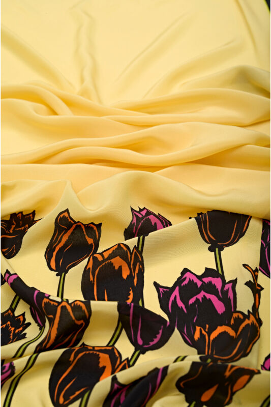 Bosphorus Tulip Silk Shawl Yellow - 3