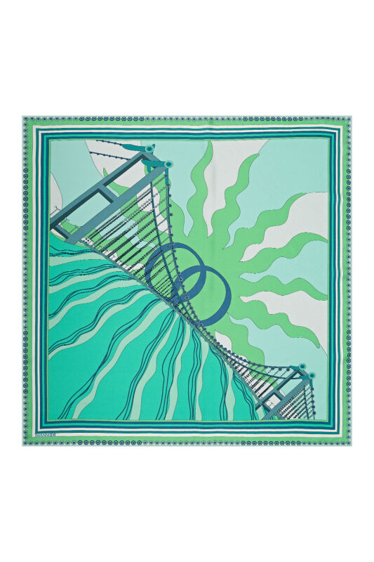 Bridge Silk Scarf Green - 1