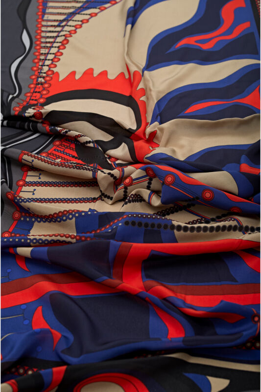 Bridge Silk Shawl Navy - 3