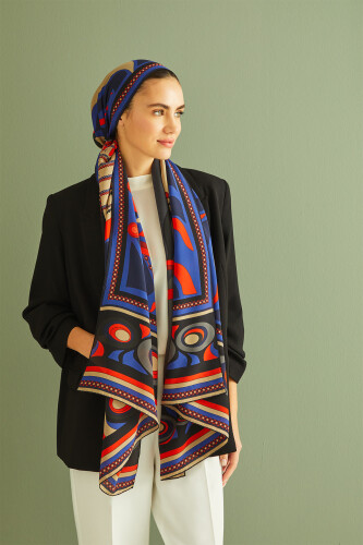 Bridge Silk Shawl Navy - 2