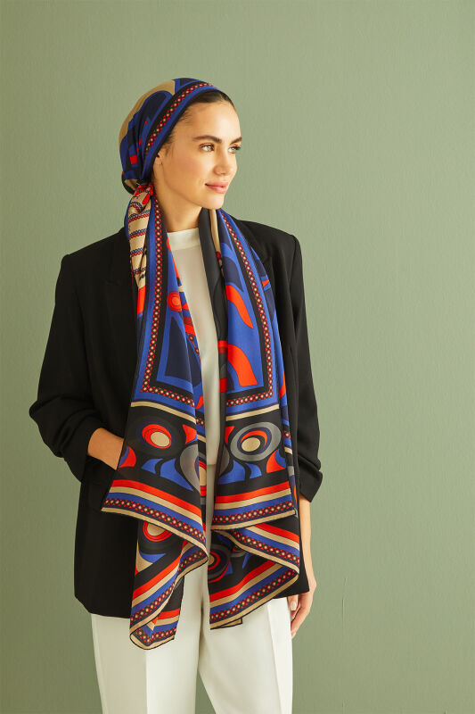 Bridge Silk Shawl Navy - 2