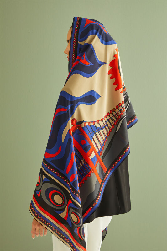 Bridge Silk Shawl Navy - 4
