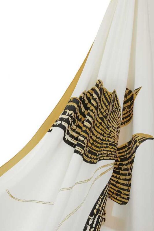 Butterfly Silk Shawl White - 4