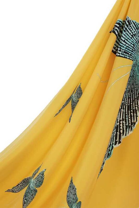 Butterfly Silk Shawl Yellow - 5