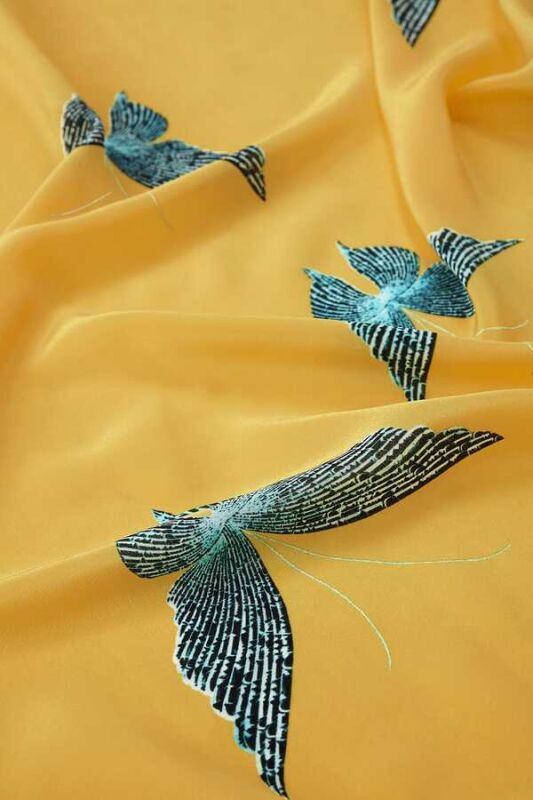 Butterfly Silk Shawl Yellow - 3