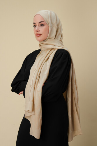 Büyük Bambunoor Açık Bej Ferah Tensel Şal 70x200 - Imannoor