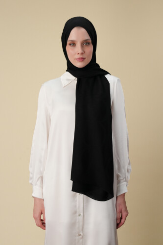 Büyük Bambunoor Siyah Ferah Tensel Şal 70x200 - Imannoor