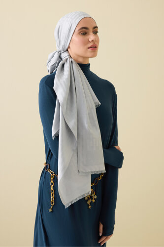 Iman I Gri İpek Şal 70x200 - Imannoor