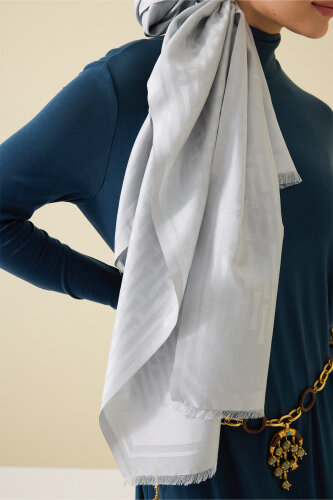 Iman I Gri İpek Şal 70x200 - Imannoor (3)