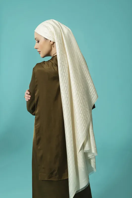 Iman I Krem İpek Şal - 4