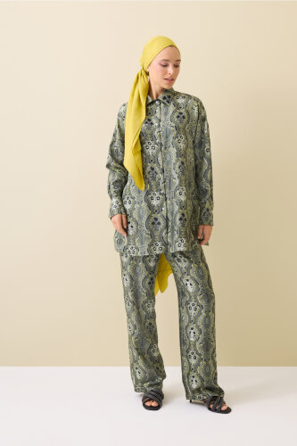 Çağlayan Haki İpek Pantolon 