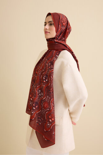 Çağlayan Kırmızı Pamuk Floş Şal 72x212 - Imannoor (3)