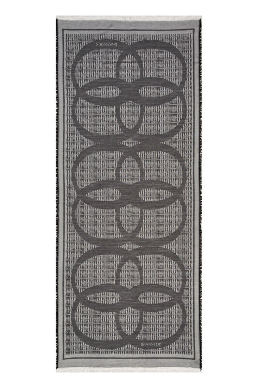 Carnation Logo Wool Silk Shawl Black - 1