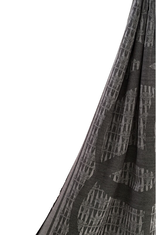 Carnation Logo Wool Silk Shawl Black - 2