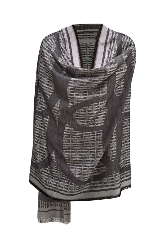 Carnation Logo Wool Silk Shawl Black - 3