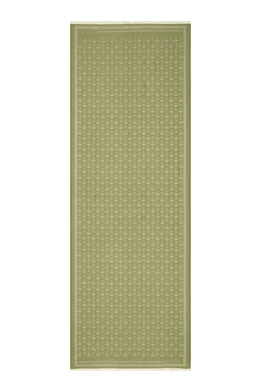 Carnation Monogram Silk Shawl Green - 1