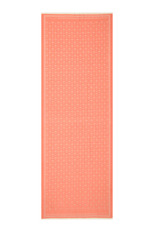 Carnation Monogram Silk Shawl Orange - 1