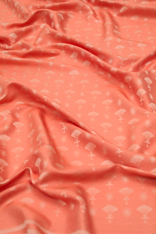 Carnation Monogram Silk Shawl Orange - 3