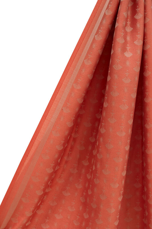 Carnation Monogram Silk Shawl Orange - 5