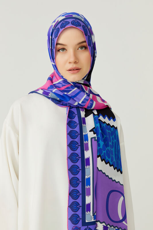Carnation of Circus Silk Shawl Purple - 4