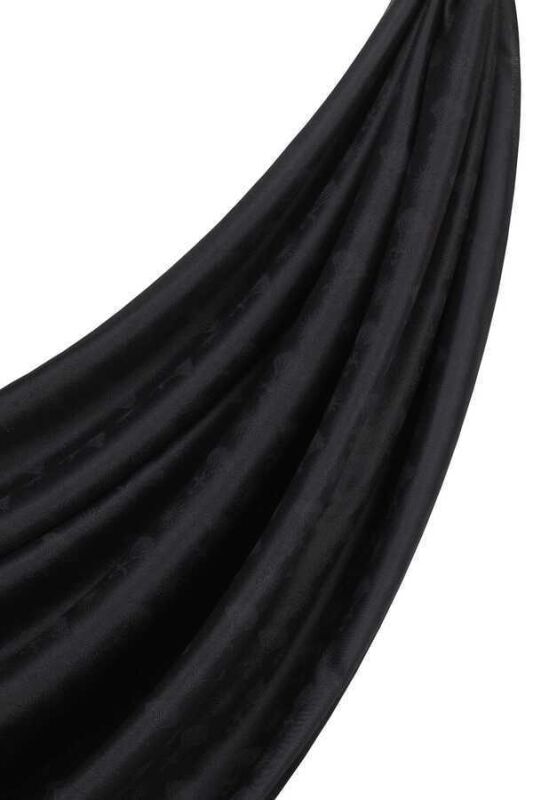 Carnation Monogram Silk Shawl Black - 5