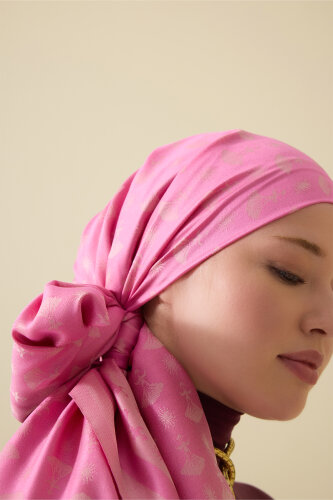 Carnation Monogram Silk Shawl Pink 