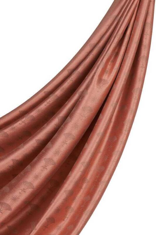 Carnation Monogram Silk Shawl Salmon - 5