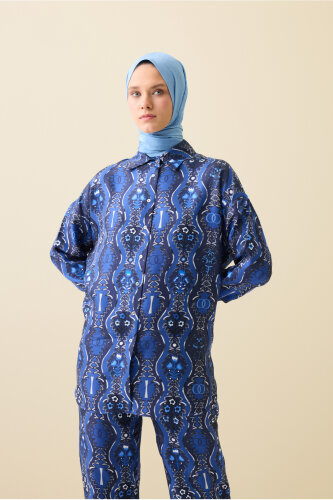 Cascade Navy Blue Silk Shirt - Imannoor (1)