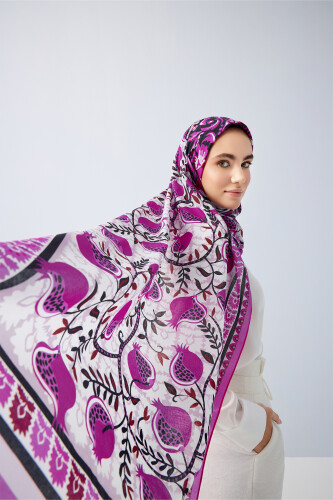 Cennet Narı Fuşya Pamuk Şal 70x210 - Imannoor