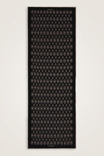 Chain Logo Black-Cream Cotton Floss Shawl - 2