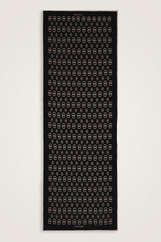 Chain Logo Black-Cream Cotton Floss Shawl - 2