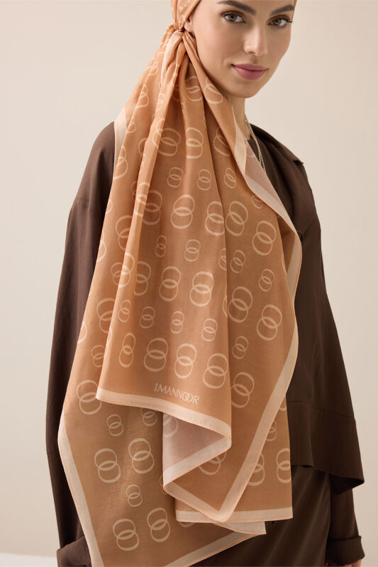 Chain Logo Camel Hair Cotton Floss Shawl - 5