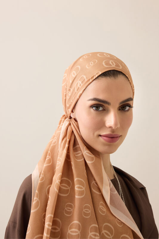 Chain Logo Camel Hair Cotton Floss Shawl - 3