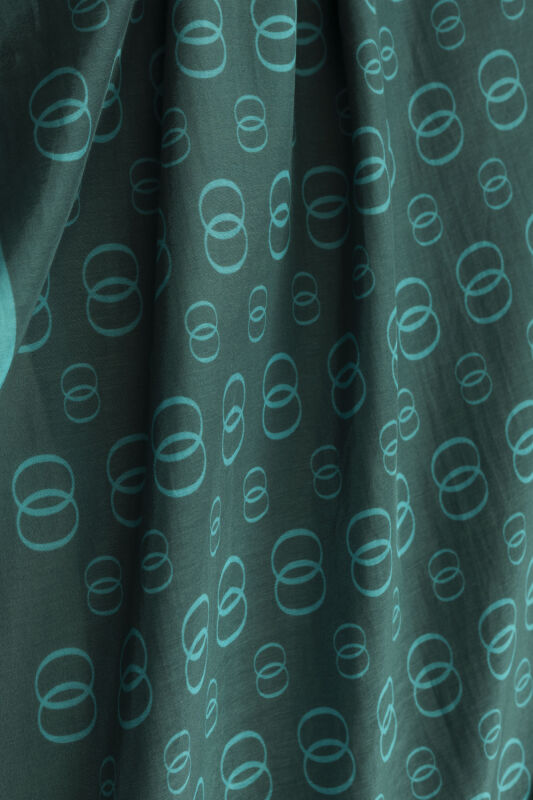 Chain Logo Dark Turquoise Cotton Floss Shawl - 4