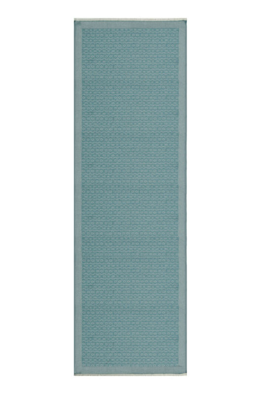 Chain Monogram Cotton Silk Shawl Petrol Blue - 1