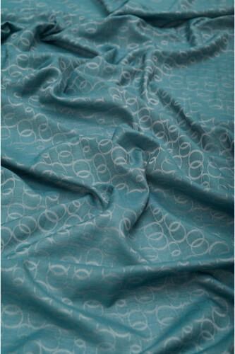 Chain Monogram Cotton Silk Shawl Petrol Blue - 3