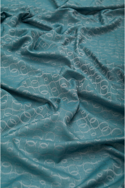 Chain Monogram Cotton Silk Shawl Petrol Blue - 3