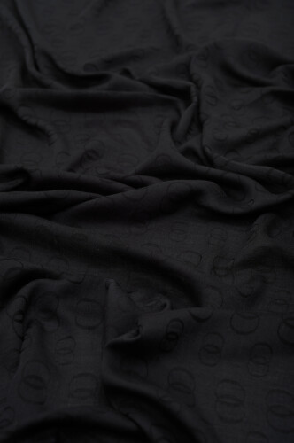 Chain Pattern Cotton Silk Shawl Black - 3