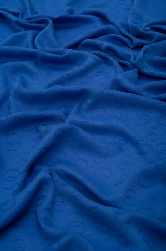 Chain Pattern Cotton Silk Shawl Blue - 3