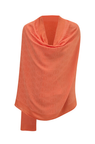 Chain Pattern Cotton Silk Shawl Orange - 4