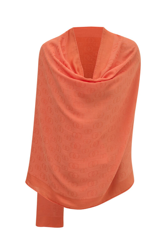 Chain Pattern Cotton Silk Shawl Orange - 4