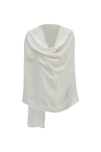 Chain Pattern Cotton Silk Shawl White - 4
